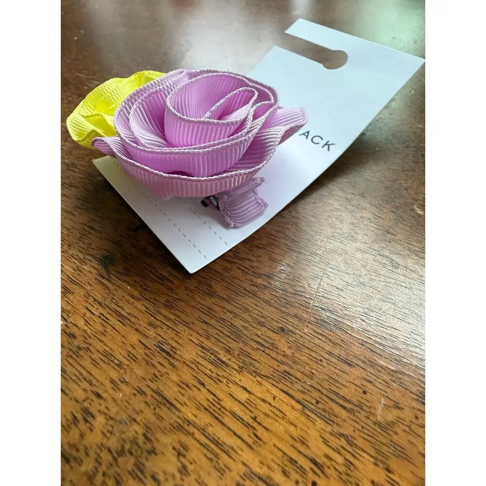NWT Girls Pink Bow and Floral Clip Hair Duo